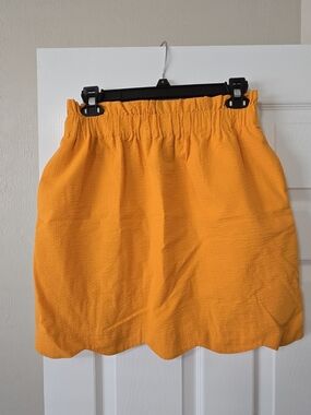 Lauren James Bright Orange Scalloped Mini Skirt